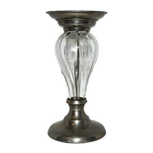 Vintage Pier 1 Glass & Metal Candle Holder Elegant Design Home Decor 9" Tall